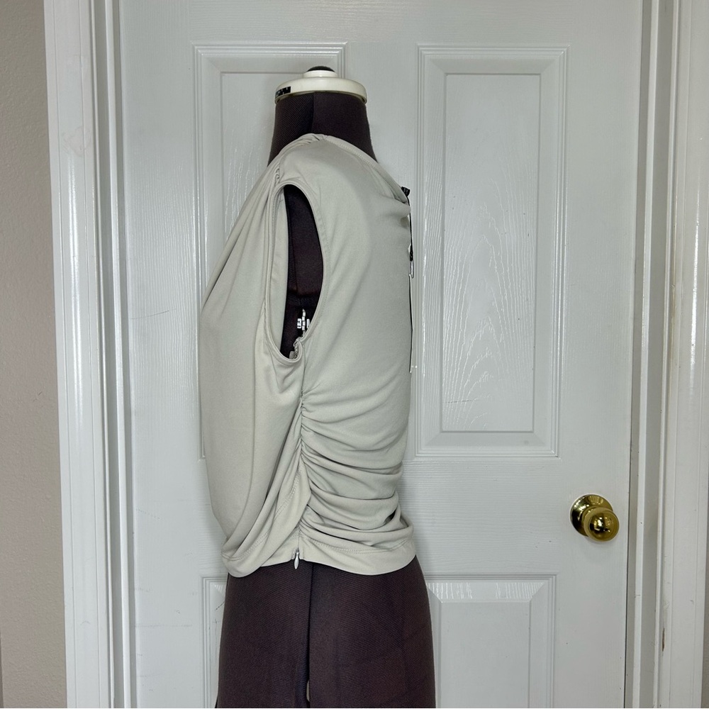 Zara Stretch Ivory Sleeveless Drape Casual Stylish Top L - Picture 6 of 16